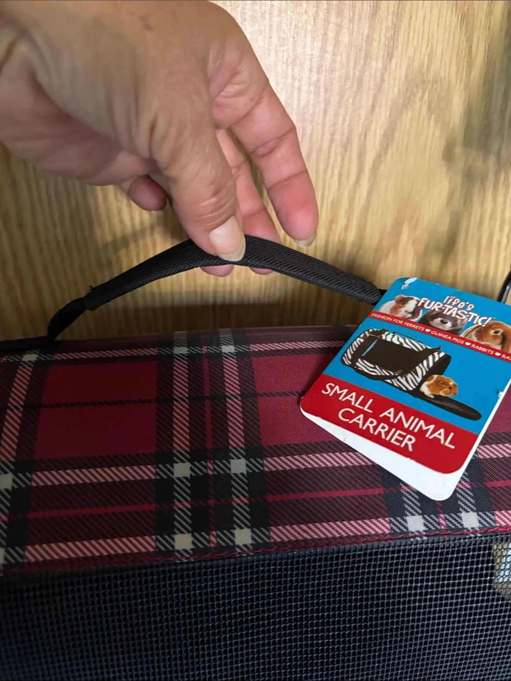 Red Plaid Pet Carrier Bag